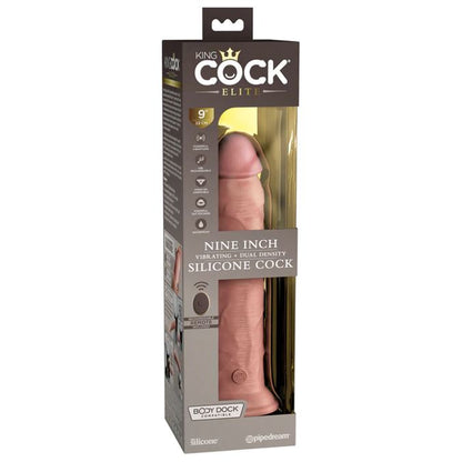 King Cock Elite 9 Inch Dual Density Vibrating Cock Flesh Pink | Dildo Vibrator | Pipedream | Bodyjoys