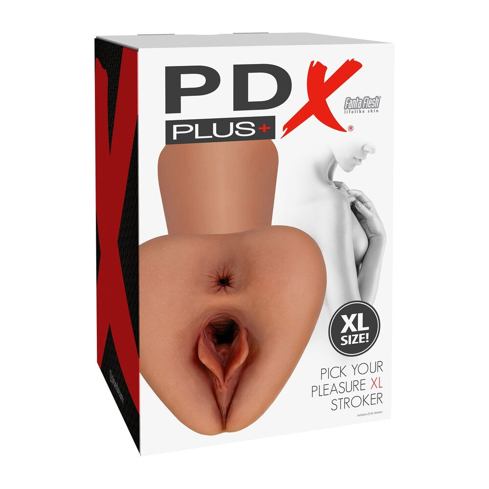 PDX Plus Pick Your Pleasure XL Vagina & Butt Stroker Brown | Pocket Pussy | Pipedream | Bodyjoys