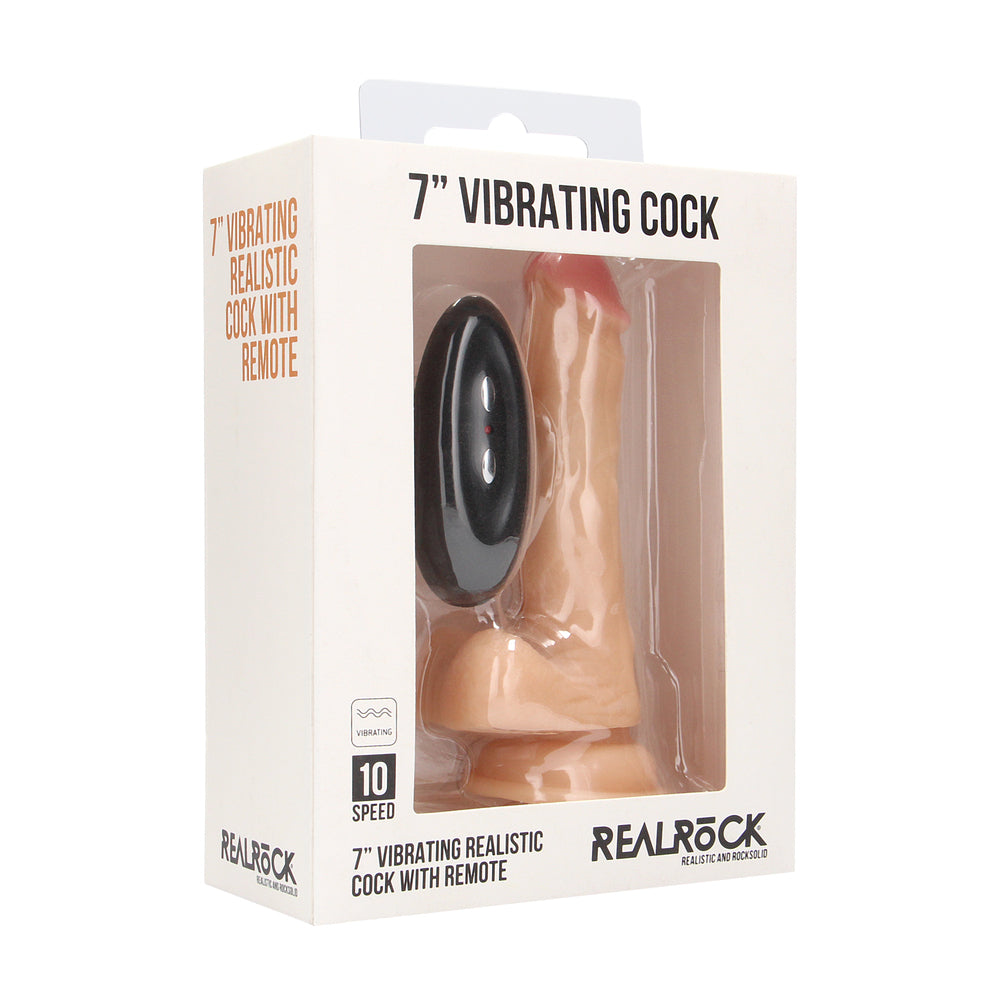 RealRock 7 Inch Vibrating Realistic Cock With Scrotum | Dildo Vibrator | Shots Toys | Bodyjoys