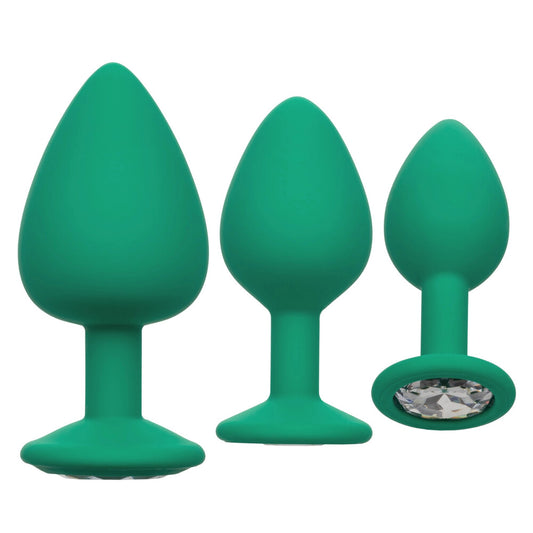 Cheeky Gems Butt Plugs Set Green 3 Pieces | Butt Plug Set | CalExotics | Bodyjoys