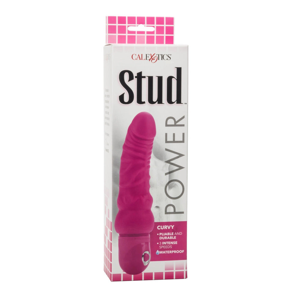 Power Stud Curvy Vibrator Waterproof Pink 6.75 Inch | Dildo Vibrator | CalExotics | Bodyjoys