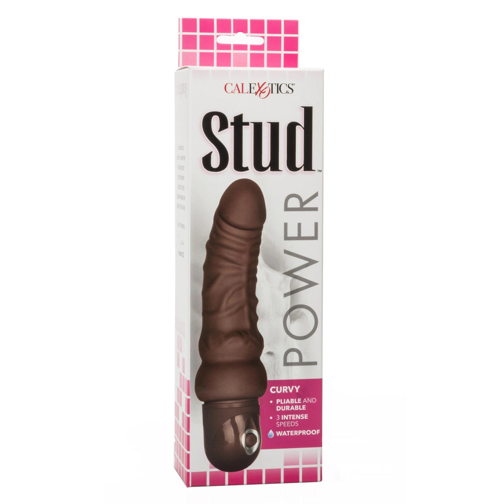 Waterproof Curvy Brown Power Stud | Dildo Vibrator | CalExotics | Bodyjoys