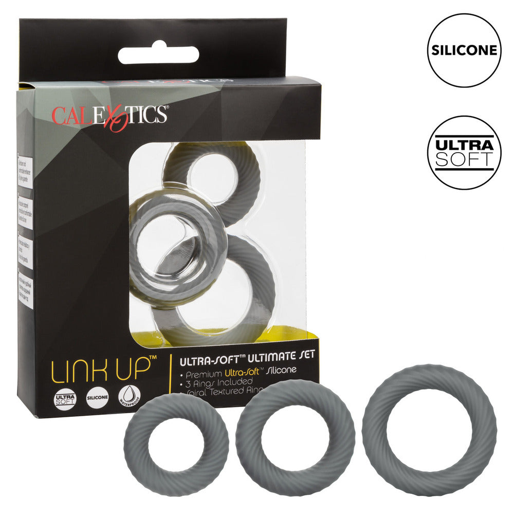 Link Up Ultra Soft Ultimate Cock Ring Set 3 Pieces | Cock Ring Set | CalExotics | Bodyjoys