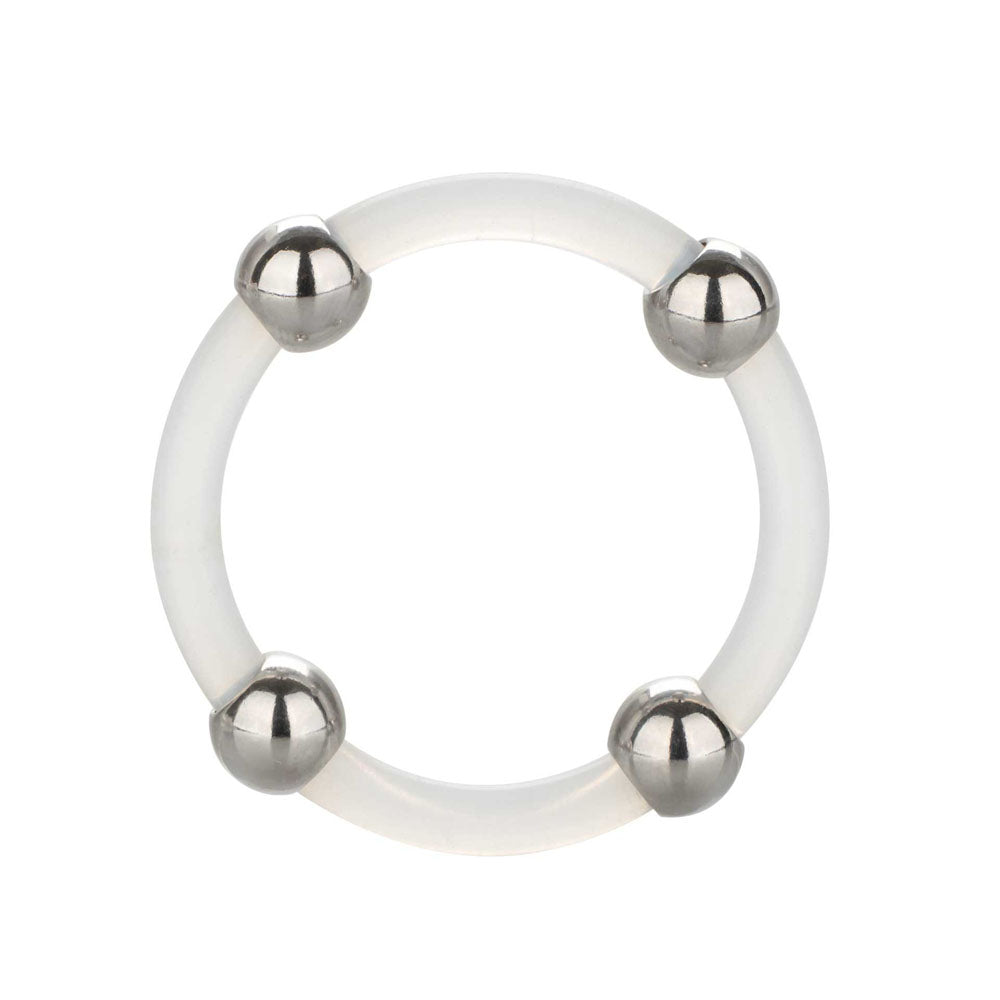 Steel Beaded Silicone Cock Ring Large | Classic Cock Ring | CalExotics | Bodyjoys