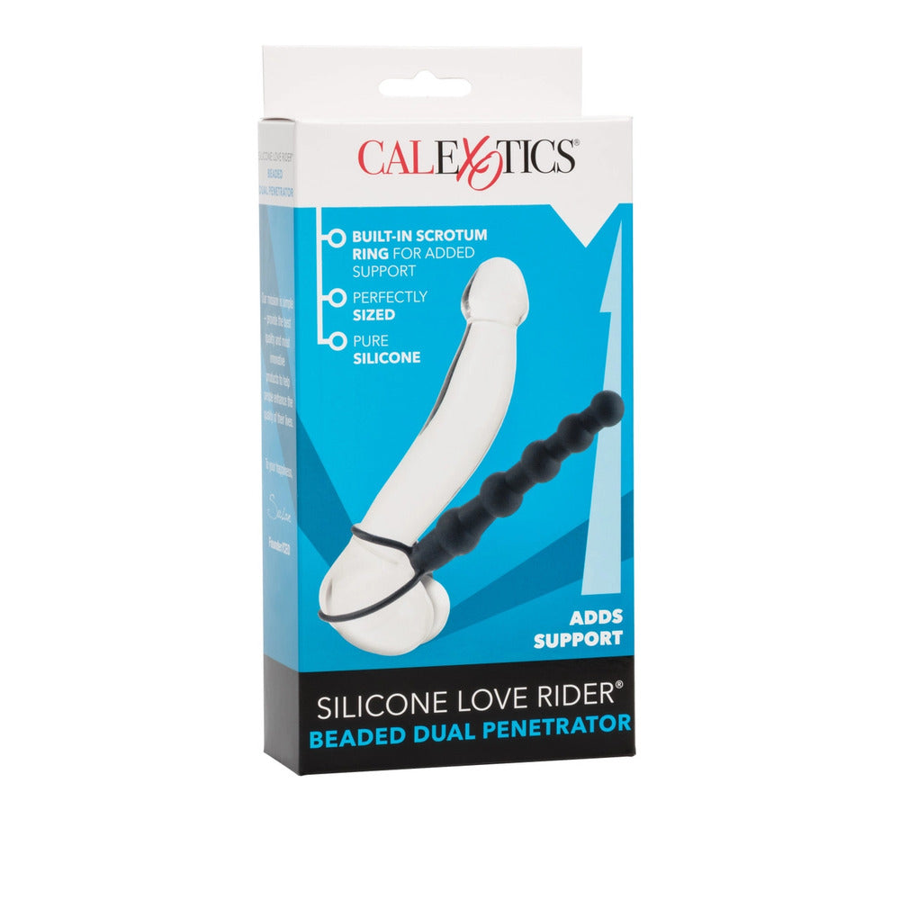 Love Rider Beaded Dual Black Penetrator | Double Strap-On | CalExotics | Bodyjoys