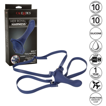 Her Royal Harness Me2 Thumper Strap-On With Rechargeable Vibe | Strap-On Set | CalExotics | Bodyjoys