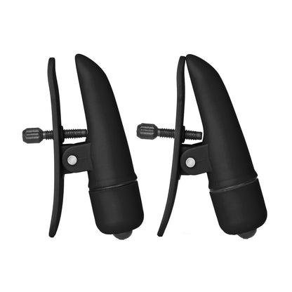 Nipplettes Vibrating Black Nipple Clamps | Nipple Vibrator | CalExotics | Bodyjoys