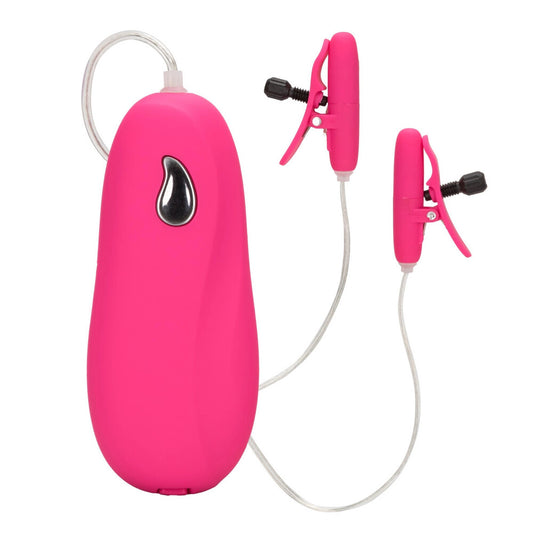 Heated Vibrating Nipple Teasers Pink | Nipple Clamps | CalExotics | Bodyjoys