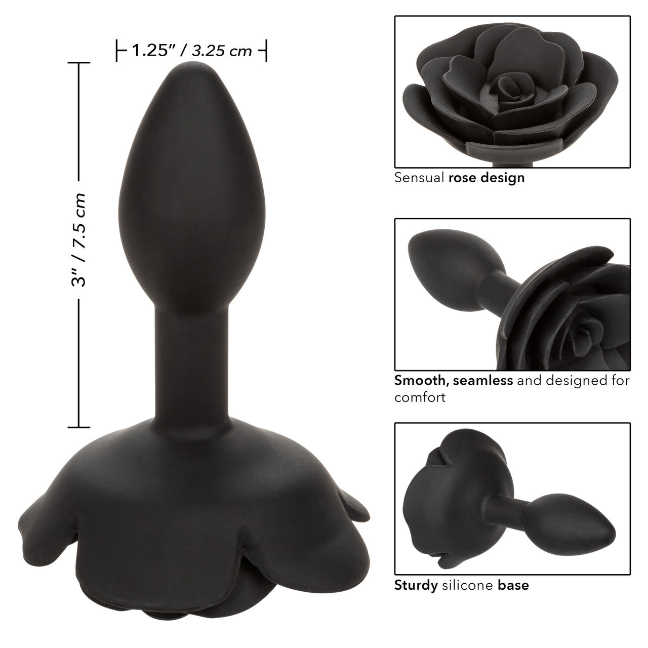 CalExotics Forbidden Rose Anal Plug Small Black | Classic Butt Plug | CalExotics | Bodyjoys