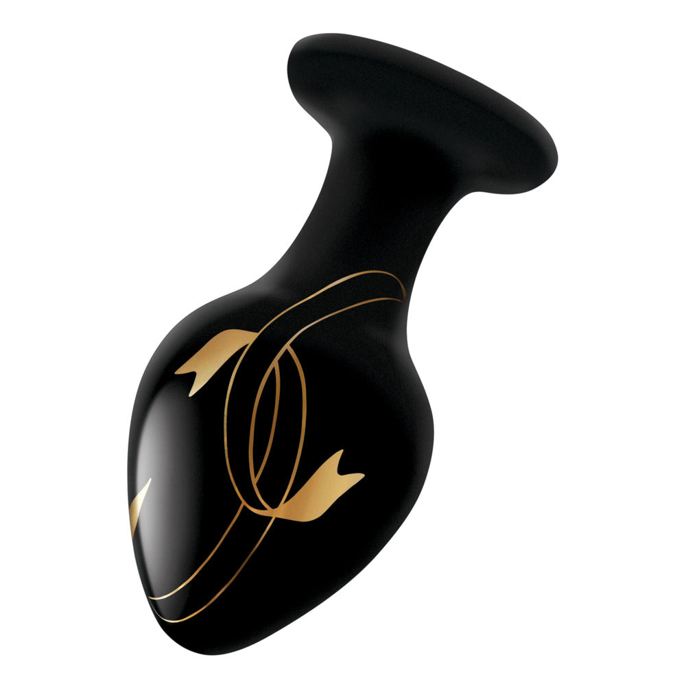 Secret Kisses 3.5 Inch Handblown Glass Butt Plug Black | Glass Butt Plug | Secret Kisses | Bodyjoys