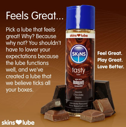 Skins Double Chocolate Desire Water-Based Lubricant 130ml | Flavoured Lube | Skins | Bodyjoys