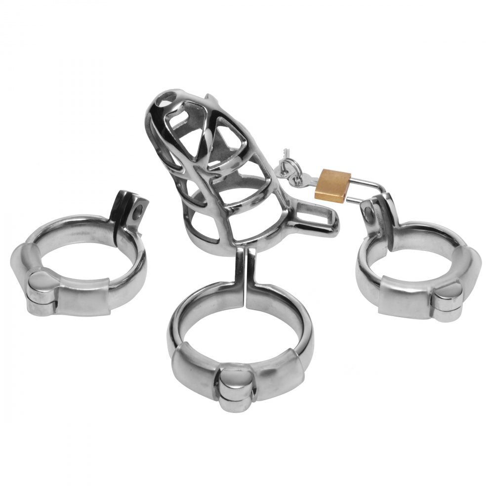 Master Series Detained Stainless Steel Chastity Cage | Chastity Cage | Master Series | Bodyjoys