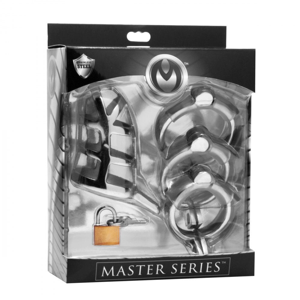 Master Series Detained Stainless Steel Chastity Cage | Chastity Cage | Master Series | Bodyjoys