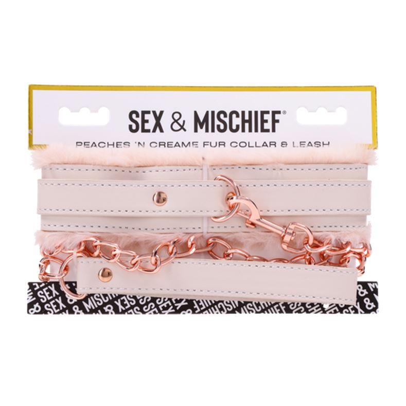 Sex And Mischief Bondage Fur Collar And Leash Pink | Bondage Collars & Leads | Sportsheets | Bodyjoys