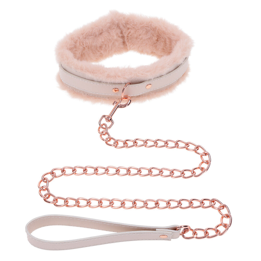 Sex And Mischief Bondage Fur Collar And Leash Pink | Bondage Collars & Leads | Sportsheets | Bodyjoys