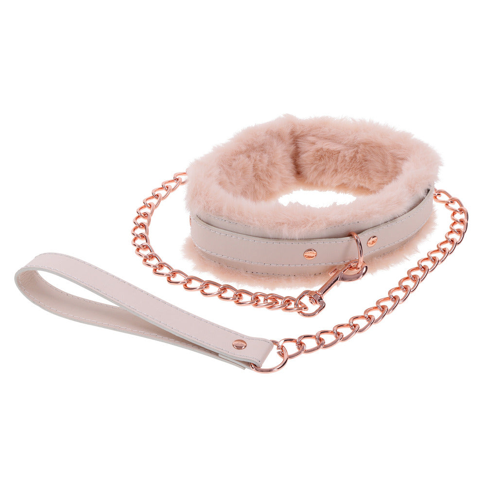 Sex And Mischief Bondage Fur Collar And Leash Pink | Bondage Collars & Leads | Sportsheets | Bodyjoys