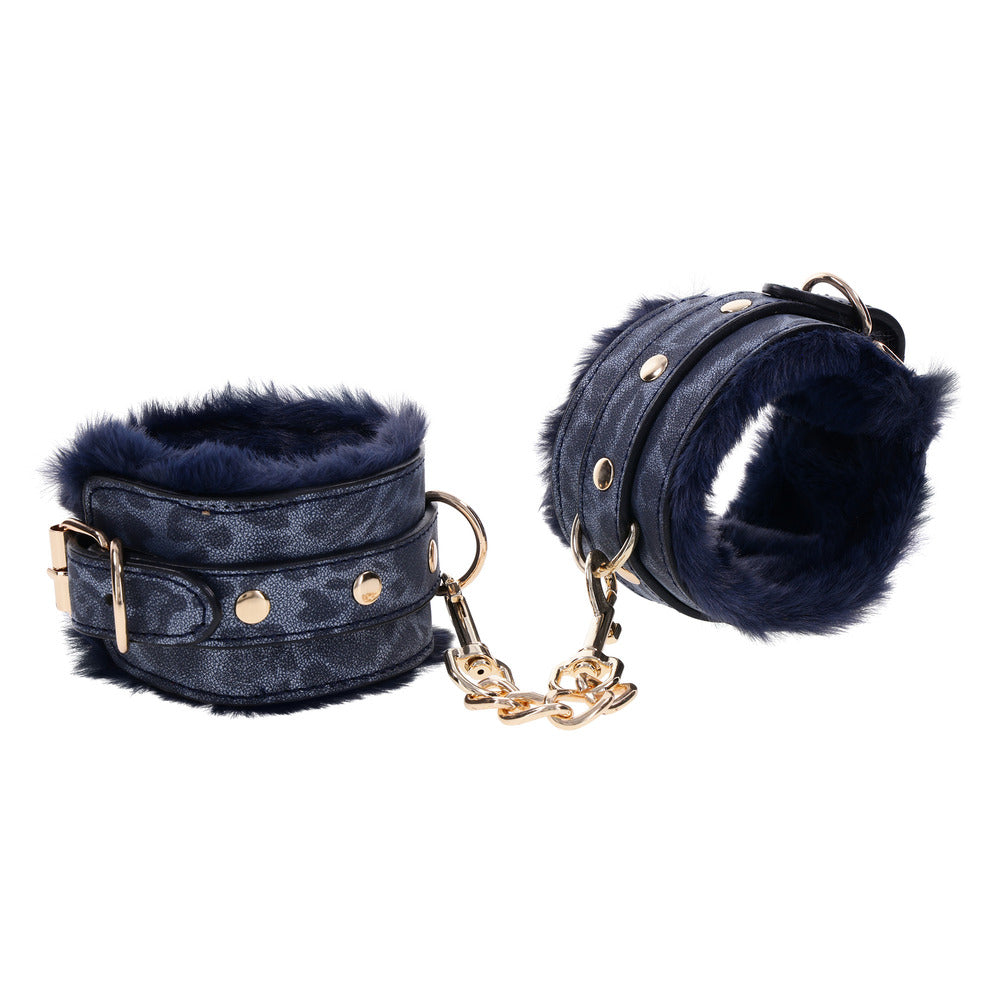 Sportsheets Cougar Faux Fur Handcuffs Navy