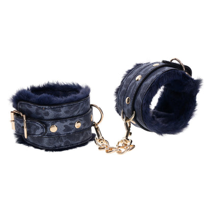 Sportsheets Cougar Faux Fur Handcuffs Navy