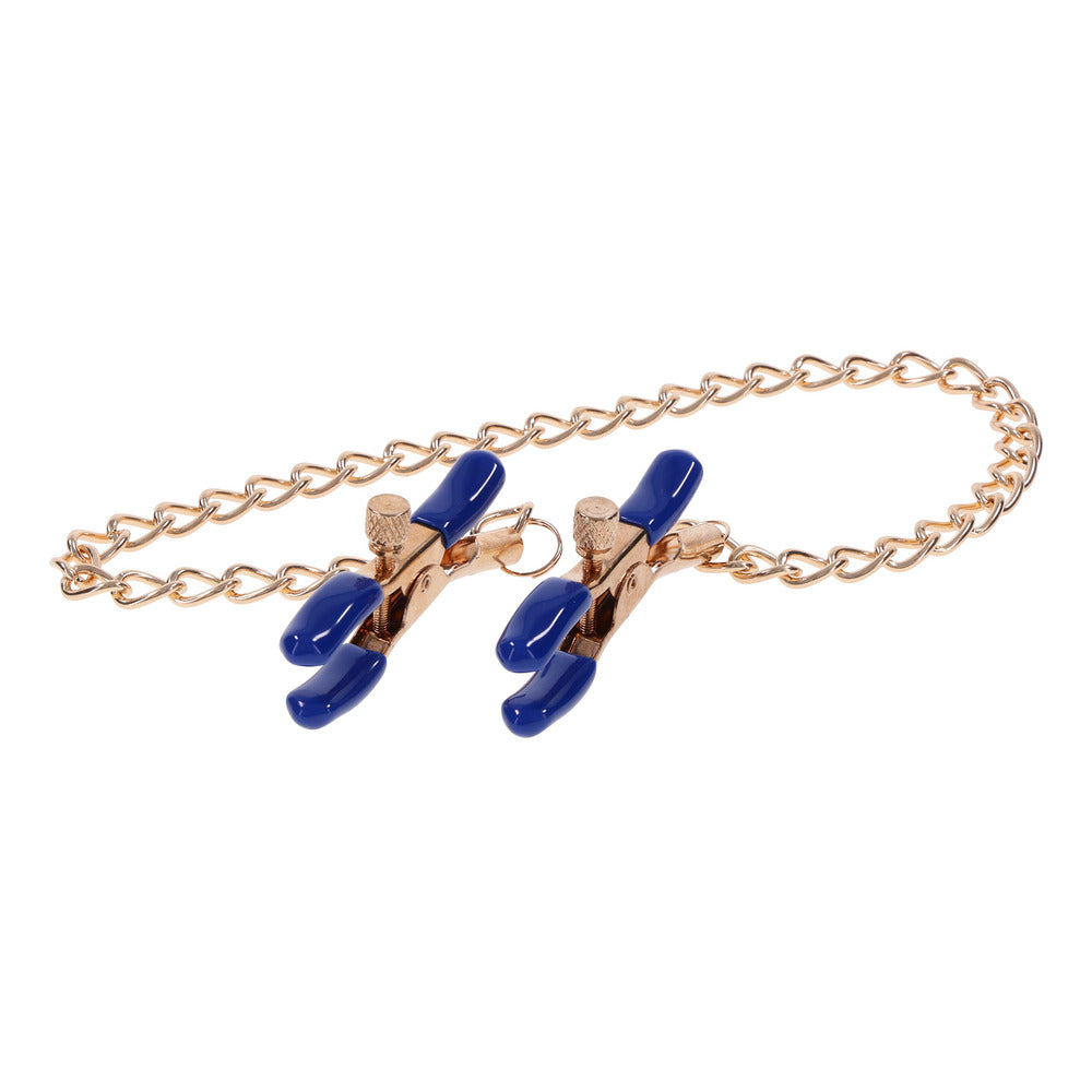 Sportsheets Cougar Chained Nipple Clamps Gold