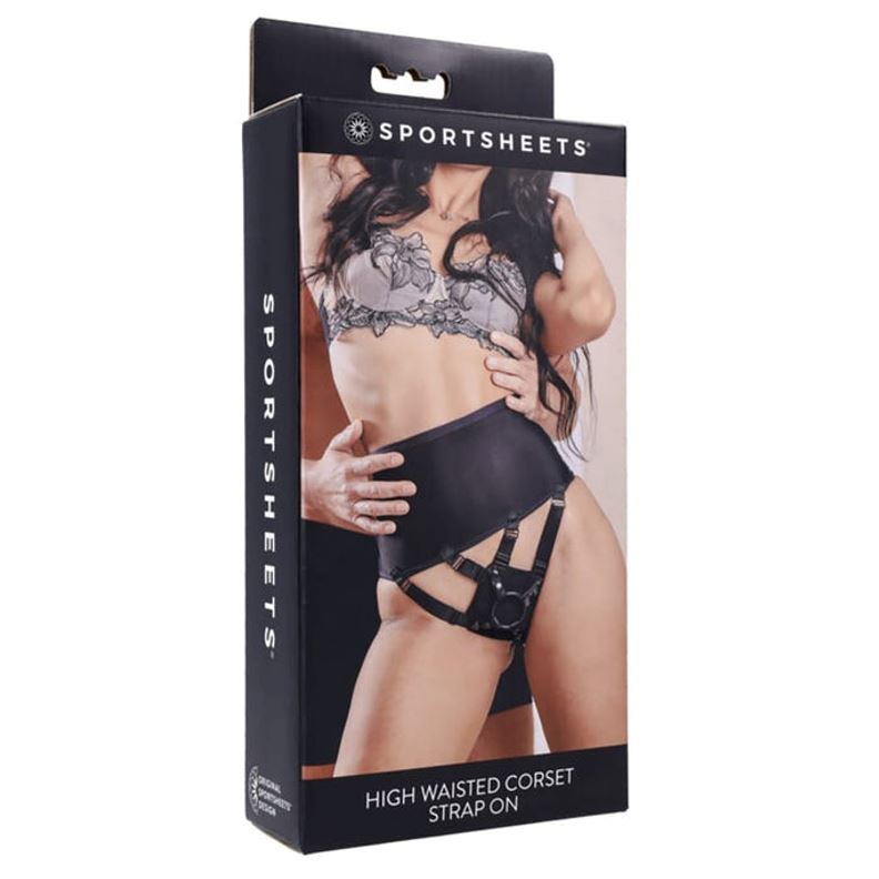 Sportsheets High-Waisted Corset Strap-On Harness Black | Strap-On Harness | Sportsheets | Bodyjoys