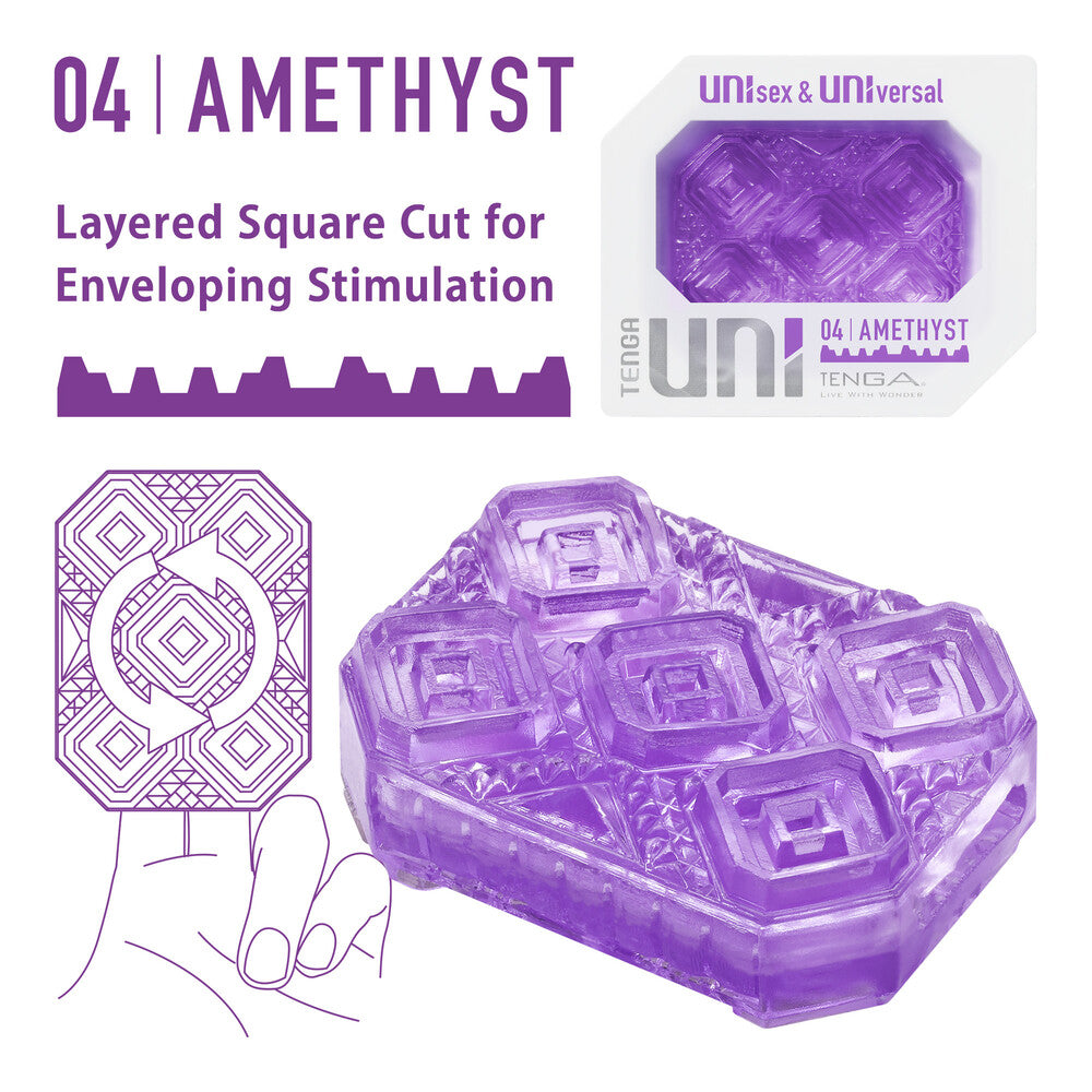 Tenga UNI 04 Amethyst Stimulation Sleeve Purple | Male Masturbator | Tenga | Bodyjoys