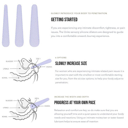 Rocks Off Unite Textured Silicone Dilator Set 3 Pieces Purple | Female Dilators | Rocks-Off | Bodyjoys