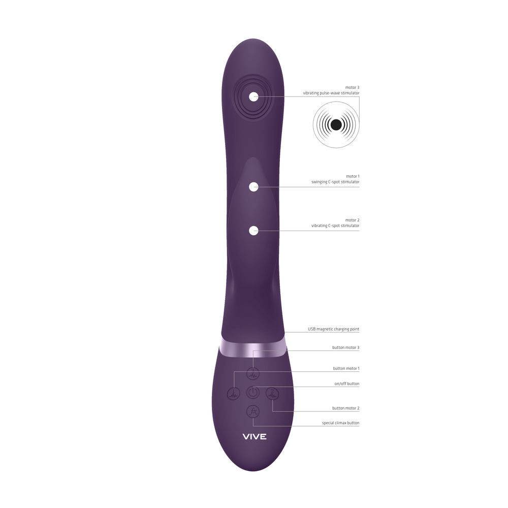 Vive Aimi Pulse Wave And Vibrate G-Spot Vibrator Purple | Rabbit Vibrator | Shots Toys | Bodyjoys