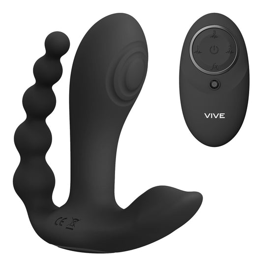 Vive Kata Double Penetrator Vibrator Black | G-Spot Vibrator | Shots Toys | Bodyjoys