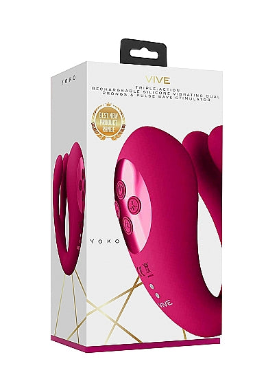 Vive Yoko Triple Action Vibe Dual Prongs With Clitoral Pulse Wave | Clitoral Vibrator | Shots Toys | Bodyjoys