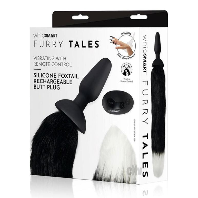 Furry Tales Vibrating Black Foxtail Butt Plug With Remote | Tail Butt Plug | Whipsmart | Bodyjoys