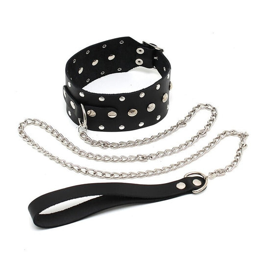 Leather Collar And Chain | Bondage Collars & Leads | Rimba | Bodyjoys