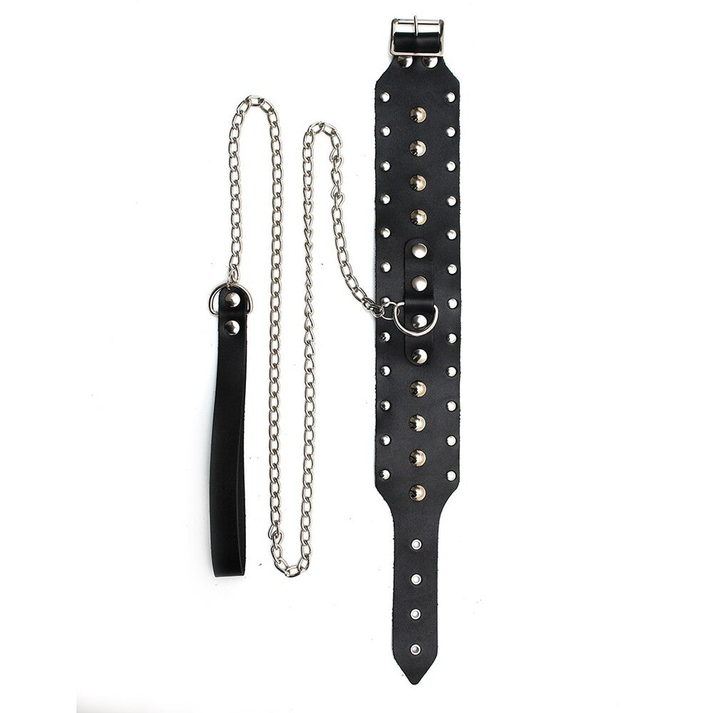 Leather Collar And Chain | Bondage Collars & Leads | Rimba | Bodyjoys