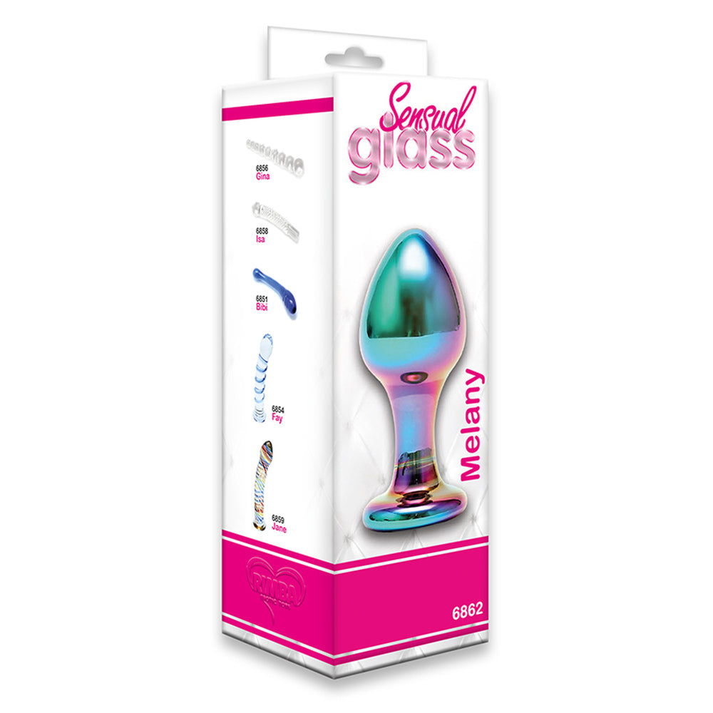 Sensual Multi-Coloured Glass Melany Butt Plug | Glass Butt Plug | Rimba | Bodyjoys