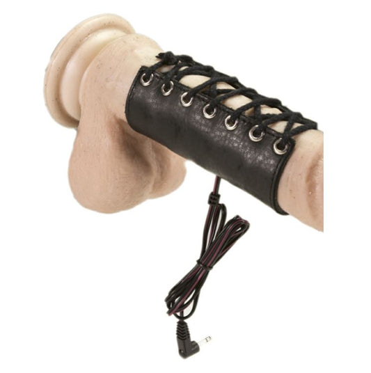 Rimba Electro Stimulation Leather Cock Sleeve With Ring Ties | Electrosex Toy | Rimba | Bodyjoys