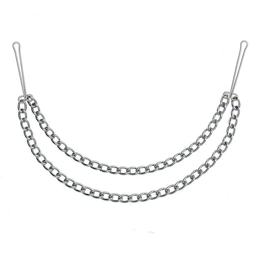 Silver Nipple Clamps With Double Chain | Nipple Clamps | Rimba | Bodyjoys