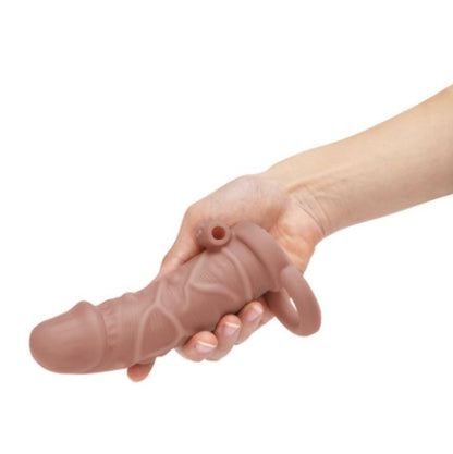 Size Up Silicone Vibrating 1 Inch Realistic Penis Extender Tan | Penis Sheath | Size Up | Bodyjoys