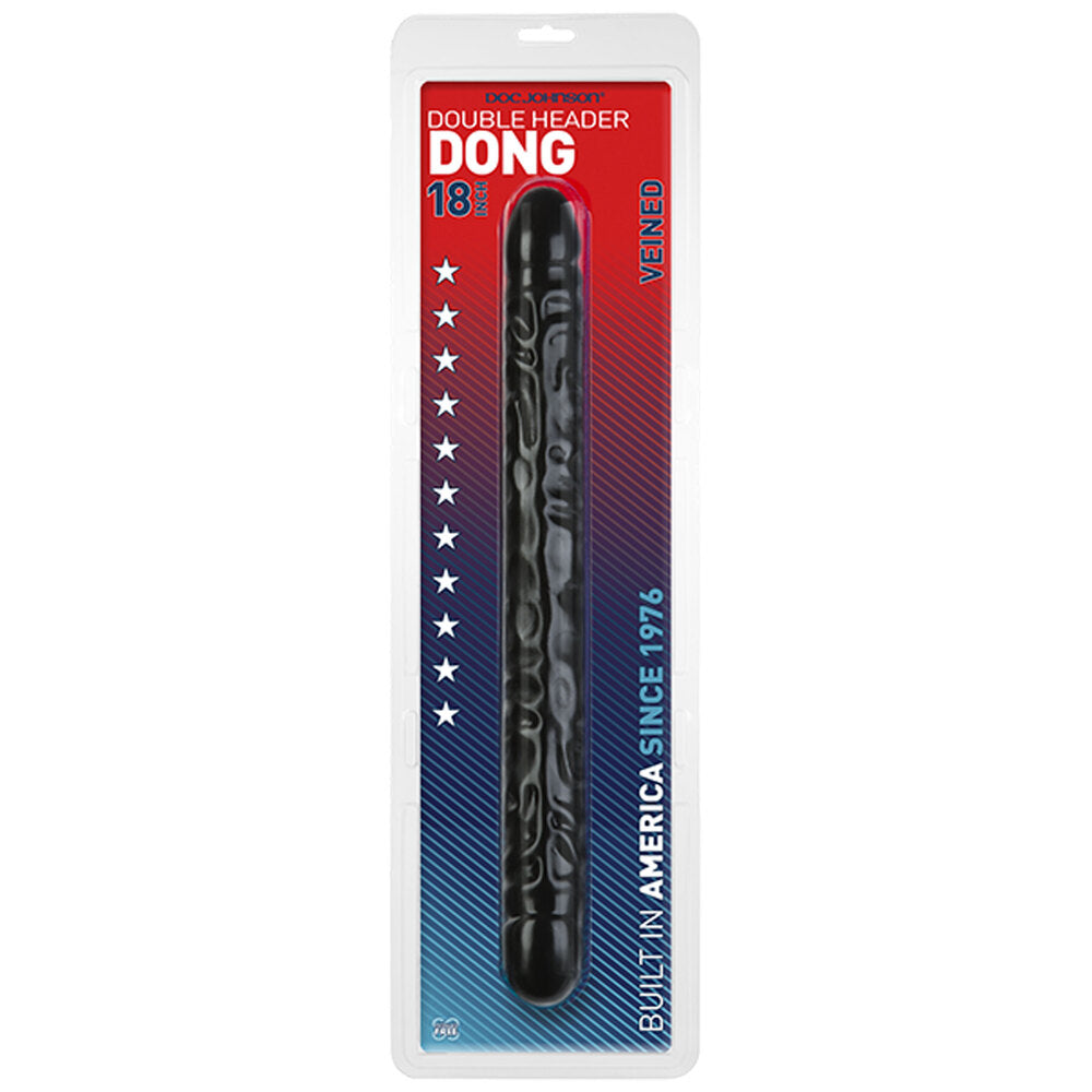 Double Header 18 Inch Veined Bender Dong Black | Double-Ended Dildo | Doc Johnson | Bodyjoys