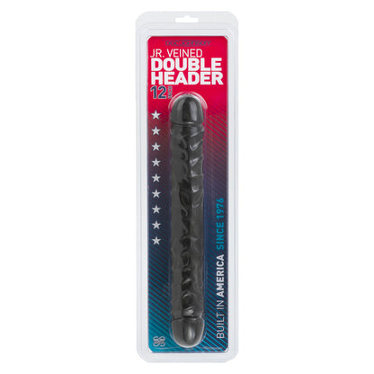 Double Header 12 Inch Jr Veined Bender Dong Black | Double-Ended Dildo | Doc Johnson | Bodyjoys