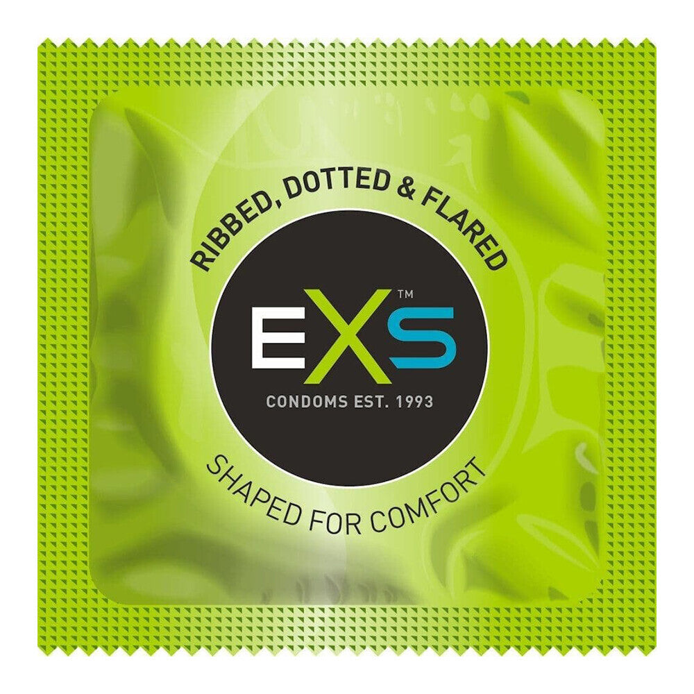 EXS Comfy Fit Ribbed And Dotted Condoms 12 Pack | Ribbed Condom | EXS Condoms | Bodyjoys