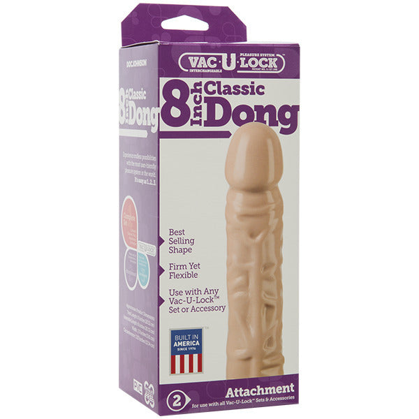 Vac-U-Lock Classic 8 Inch Dong Attachment | Realistic Dildo | Doc Johnson | Bodyjoys