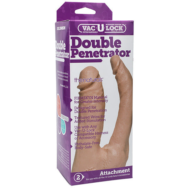 Vac-U-Lock Double Penetrator Natural Dildo Attachment | Double Strap-On | Doc Johnson | Bodyjoys