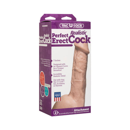 Vac-U-Lock 7 Inch Perfect Erect Cock Attachment Flesh Pink | Realistic Dildo | Doc Johnson | Bodyjoys