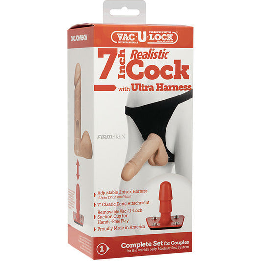 Vac-U-Lock 7 Inch Realistic Cock With Ultra Harness | Strap-On Set | Doc Johnson | Bodyjoys