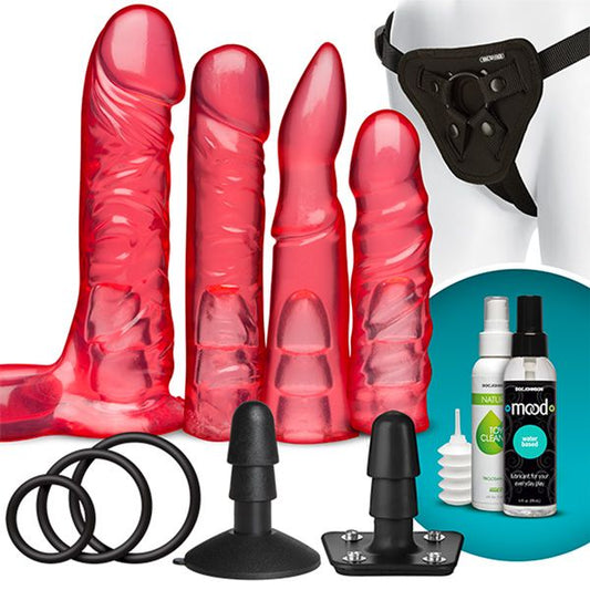 Vac-U-Lock Crystal Jellies Strap-On Set Pink | Sex Toy Set | Doc Johnson | Bodyjoys