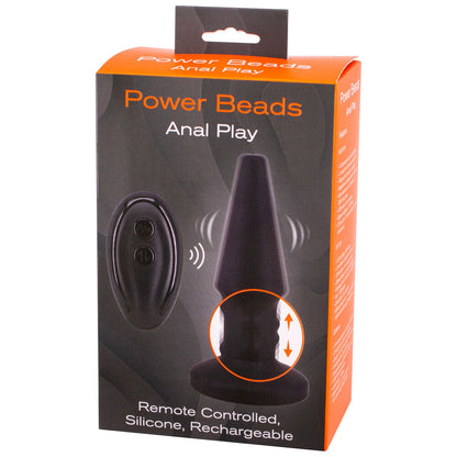 Power Beads Anal Play Rimming And Vibrating Butt Plug Black | Vibrating Butt Plug | Seven Creations | Bodyjoys