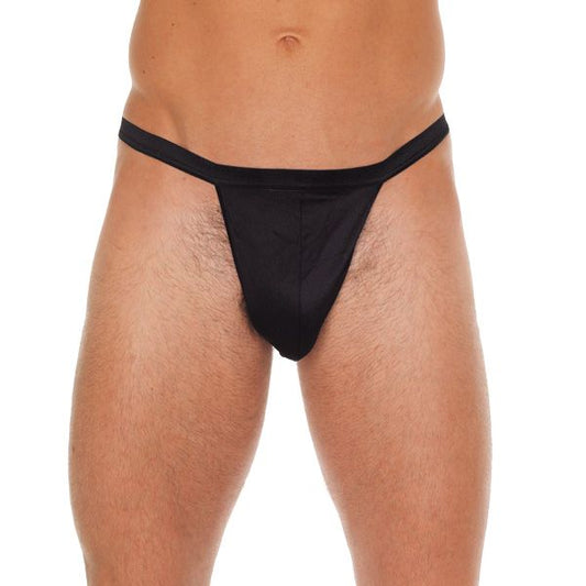 Mens Black Straight G-String With Black Pouch | Sexy Male Underwear | Rimba | Bodyjoys