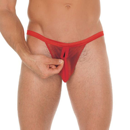 Mens Red Mesh G-String With Zipper | Sexy Male Underwear | Rimba | Bodyjoys