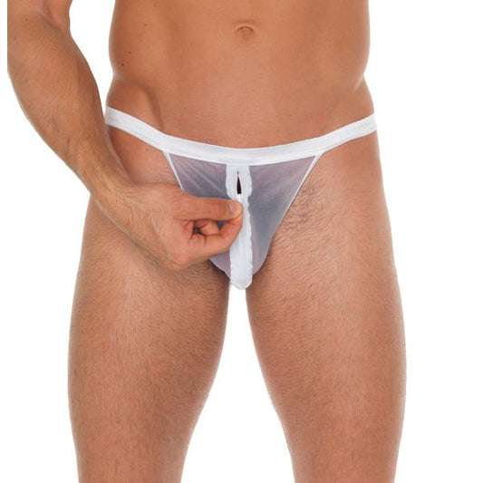 Mens White Mesh Pouch With G-String | Sexy Male Underwear | Rimba | Bodyjoys