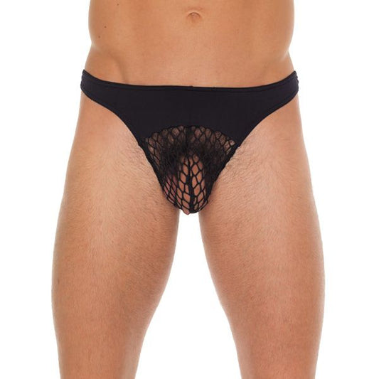 Mens Black G-String With A Net Pouch | Sexy Male Underwear | Rimba | Bodyjoys