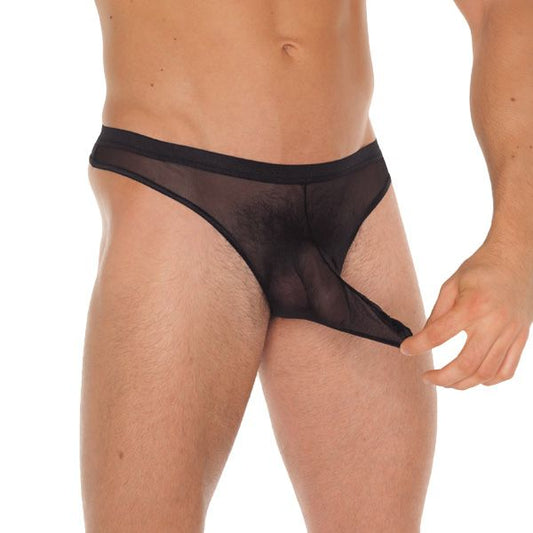 Mens Black G-String With Penis Sleeve | Sexy Male Underwear | Rimba | Bodyjoys
